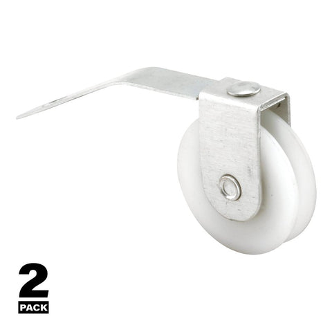Prime-Line B 609 Roller Assembly, 1 in Dia Roller, 1/4 in W Roller, Nylon/Steel, White, 2-Roller
