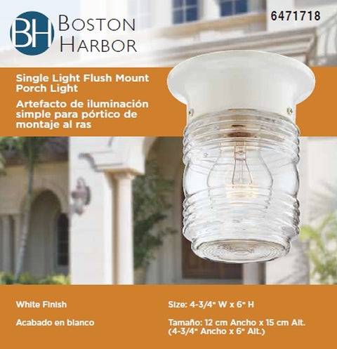 Boston Harbor HV-66919-WH-3L Porch Light, 120 V, 60 W, Steel Fixture, White Fixture