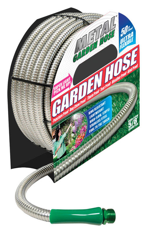 Metal Garden Hose As Seen on TV 5/8 in. Dia. x 50 ft. L Garden Hose Kink Resistant