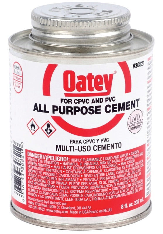 Oatey 30821 Solvent Cement, 8 oz Can, Liquid, Milky Clear – Shell ...