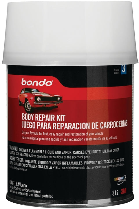 Bondo 312 Body Repair Kit, Red Can, Liquid, Pungent Styrene