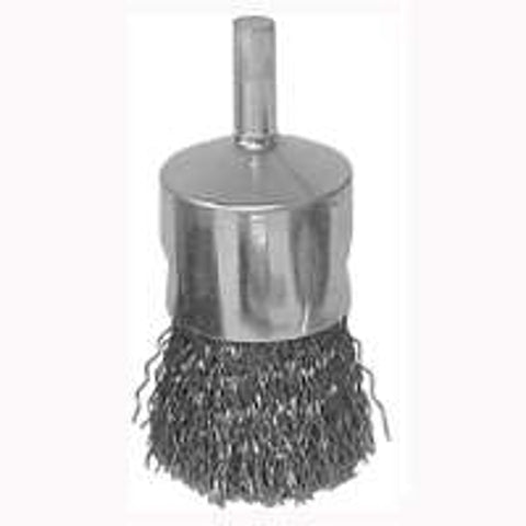 Vortec Pro 36046 Wire Wheel Brush, 3/4 in Dia, 1/4 in Arbor/Shank, Crimped Bristle, 0.014 in Dia Bristle