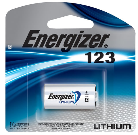 Energizer EL123AP Series EL123APBP Battery, 3 V Battery, 1500 mAh, Lithium, Manganese Dioxide