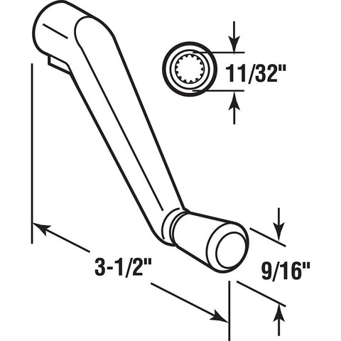 Prime-Line H 3686 Crank Handle, 3 in Projection, Zinc, Bronze