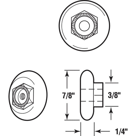 Prime-Line M 6002 Shower Door Roller, Plastic, White, For: 7/8 in Tall, V-Shaped Tracks