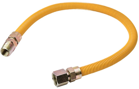 B & K G038YE101124RP Gas Connector, 1/2 in, MIP x FIP, Stainless Steel, Epoxy-Coated, 24 in L, 1/2 in OD