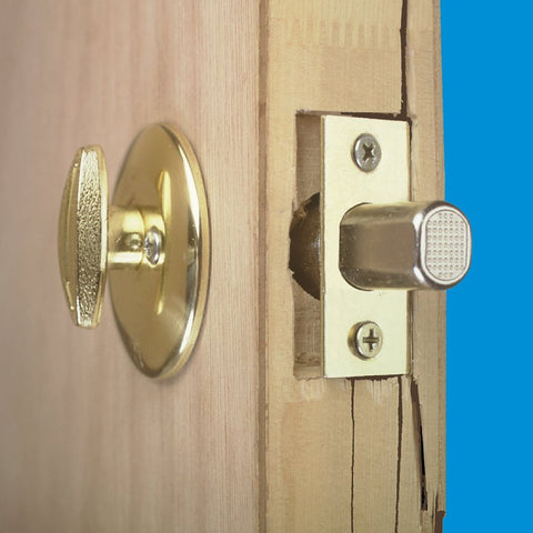 Prime-Line U 9556 Lock and Door Reinforcer, 2-3/8 in Backset, 1-3/4 in Thick Door, Brass, Bright Brass, 4-1/2 in H