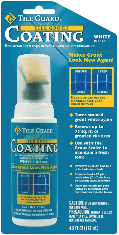 Homax 9310 Tile and Grout Coating, 4.3 oz Bottle, Liquid, Characteristic, White
