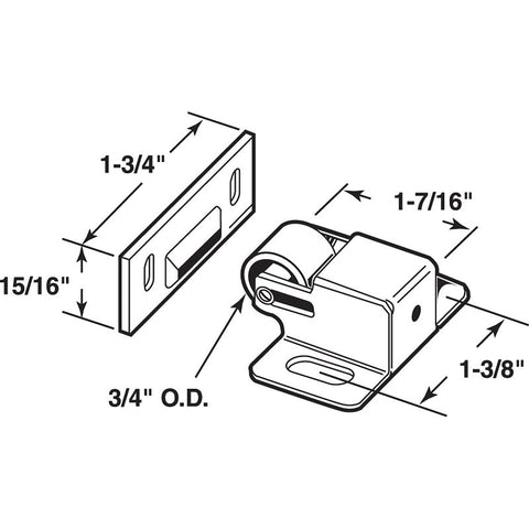 Prime-Line U 9047 Roller Catch, Steel, Brass