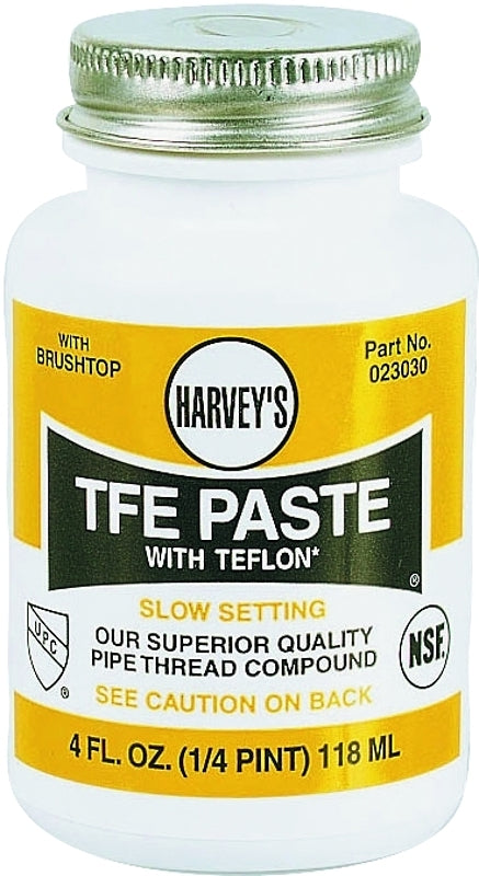 Harvey 23030 Pipe Thread Compound, 4 fl-oz Jar, Liquid, Paste, White
