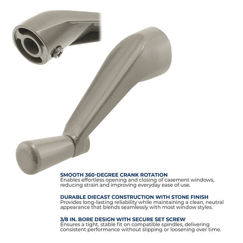 Prime-Line H 3966 Crank Handle, 3-1/8 in Projection, Stone, Zinc, Painted