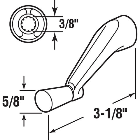 Prime-Line H 3966 Crank Handle, 3-1/8 in Projection, Stone, Zinc, Painted