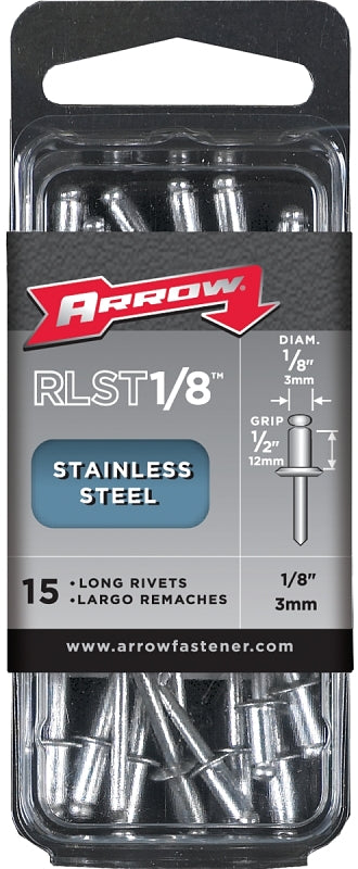 Arrow RLST1/8 Pop Rivet, Long, 1/2 in L, Stainless Steel – Shell Lumber ...