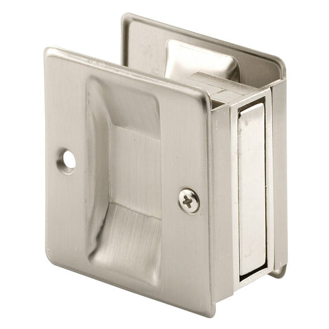 Prime-Line N 7238 Pocket Door Pull, 1-3/8 in W, 2-1/2 in D, 2-3/4 in H, Brass, Satin Nickel