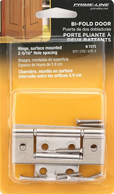 Prime-Line N 7273 Door Hinge, Steel, Satin Nickel, Pack of 6
