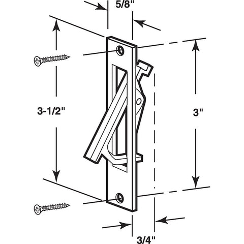Prime-Line N 7274 Pocket Door Pull, 5/8 in W, 3-1/2 in D, 3/4 in H, Satin Nickel, Pack of 6