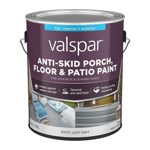 Valspar 024.0082030.007 Porch and Floor Paint, Flat/Matte Sheen, Light Gray, 1 gal, 100 sq-ft/gal Coverage Area, Pack of 4