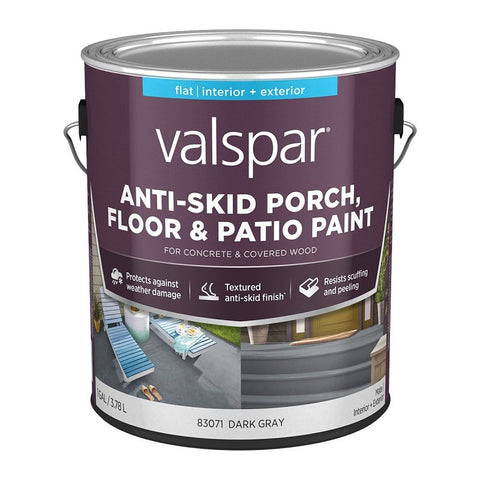 Valspar 024.0082031.007 Porch and Floor Paint, Flat/Matte Sheen, Dark Gray, 1 gal, 100 sq-ft/gal Coverage Area, Pack of 4