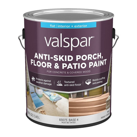 Valspar 024.0082033.007 Porch and Floor Paint, Flat/Matte Sheen, 4 Base, 1 gal, 100 sq-ft/gal Coverage Area, Pack of 4