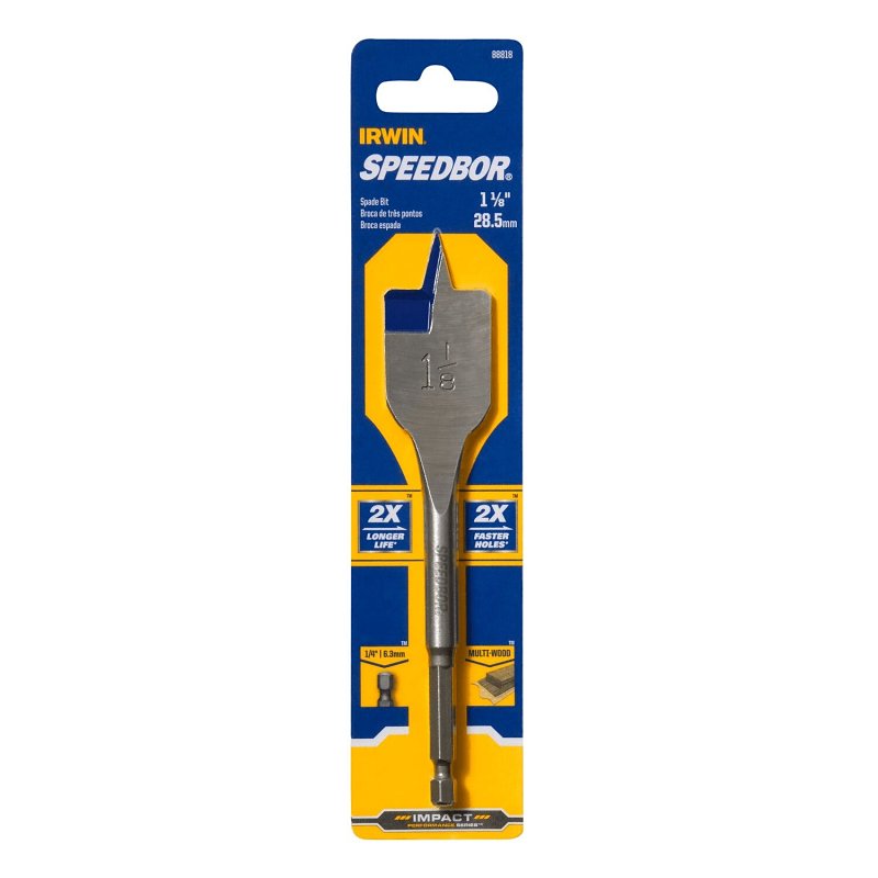 スイングビート Irwin SPEEDBOR 88818 Spade Drill Bit, 1-1/8 in Dia, 6 in OAL