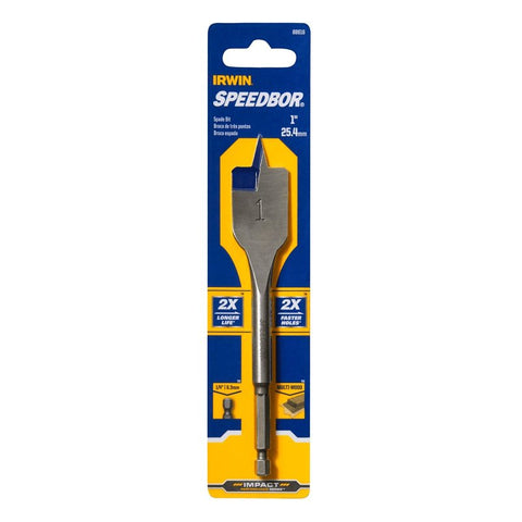 Irwin 88816 Spade Drill Bit, 1 in Dia, 6 in OAL, Flat Flute, 1/4 in Dia Shank, Hex Shank