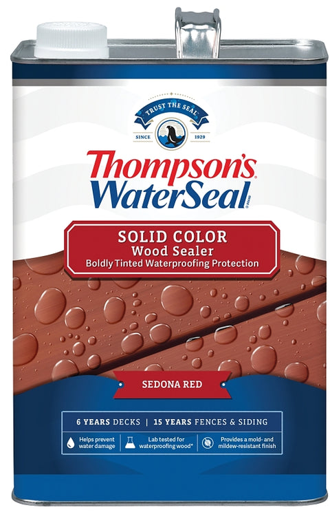 Thompson's WaterSeal TH.093201-16 Wood Sealer, Solid, Liquid, Sedona Red, 1 gal, Pack of 4