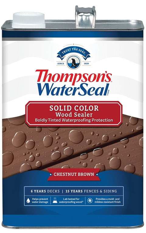 Thompson's WaterSeal TH.093301-16 Wood Sealer, Solid, Liquid, Chestnut Brown, 1 gal, Pack of 4
