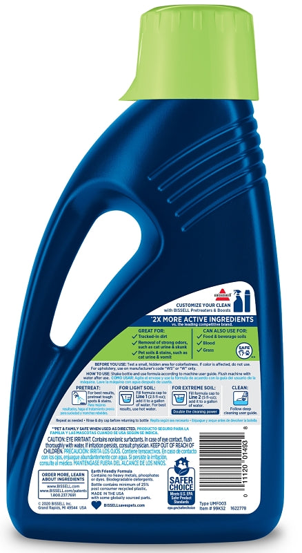 Bissell 99K52 Pet Stain and Odor Remover, Liquid, Characteristic Fragrance, 60 oz, Bottle