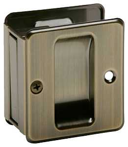 Schlage SCP990B5 Pocket Door Pull, 2-1/2 in W, 2-3/4 in H, Brass, Antique Brass