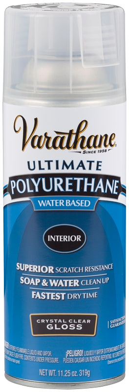Varathane 200081 Waterbased Polyurethane, Gloss, Liquid, Crystal Clear, 11.25 oz, Aerosol Can