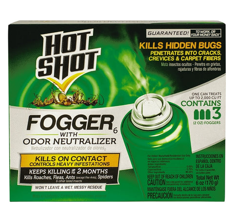 Hot Shot 96180 Fogger with Odor Neutralizer, 2000 cu-ft Coverage Area, Light Yellow/Water White