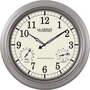 La Crosse WT-3181PL-Q Clock, Round, Silver Frame, Plastic Clock Face, Analog