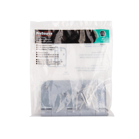 ProSource 20348SCX Door Hinge, Steel, Satin Chrome, Loose Pin, 180 deg Range of Motion, Screw Mounting