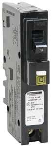 Square D HOM115PCAFIC Circuit Breaker, CAFCI, Mini, 15 A, 1 -Pole, 120 V, Plug Mounting