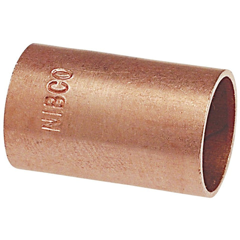 Nibco W00960D Pipe Coupling Without Stop, 1/2 in, Sweat, Copper