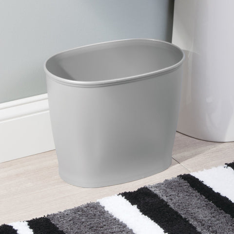 iDesign Kent Silver Plastic Oval Wastebasket