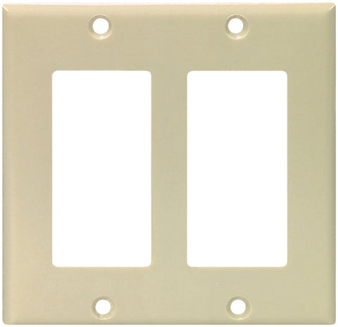 Eaton Cooper Wiring 2152 2152V-BOX Wallplate, 4-1/2 in L, 4.56 in W, 2 -Gang, Thermoset, Ivory, High-Gloss