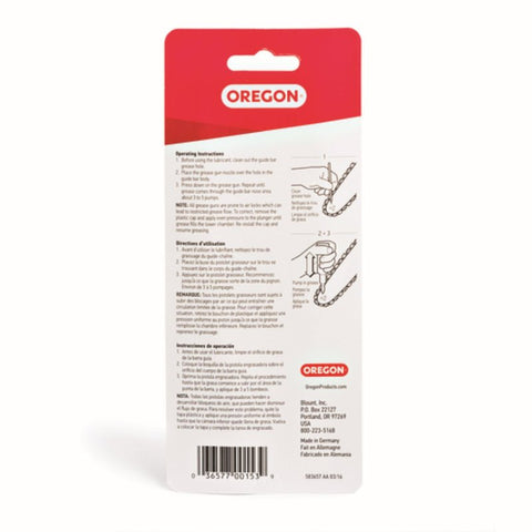Oregon 26365 Grease Gun, Pre-Loaded, Plastic, For: Chainsaws