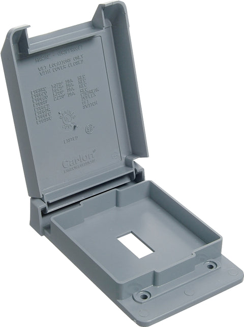Carlon E98SSCN-CAR Device Cover, 53/64 in Dia, 4-53/64 in L, 3-11/16 in W, Rectangular, 1-Gang, Plastic, Gray, Textured