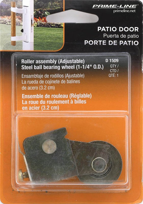 Prime-Line D 1509 Roller Assembly, 1-1/4 in L x 9/16 in W x 1-9/32 in H Dimensions, 1-1/4 in Dia Roller, Steel