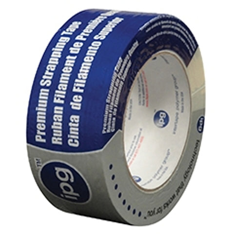 IPG 9718 Strapping Tape, 60 yd L, 1-7/8 in W, Fiberglass/Polypropylene Backing, Natural
