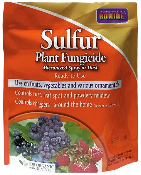 Bonide 142 Series Plant Fungicide, 4 lb Bag, Powder, Rotten Egg, Pale Yellow, Compositions: Sulfuric Acid