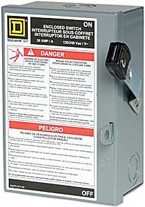 Square D L221N Safety Switch, 2 -Pole, 30 A, 240 V, DPST, Lug Terminal