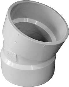 Canplas 192554 Pipe Elbow, 4 in, Hub, 22.5 deg Angle, PVC, White