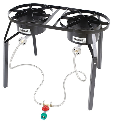 Bayou Classic DB250 Dual-Burner Cooker, 2-Burner, LPG, 100,000 Btu, Manual Ignition, Steel