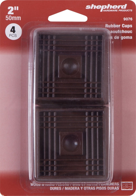 こー Shepherd Hardware 9076 Caster Cup, Square, 2 in Dimensions, Rubber