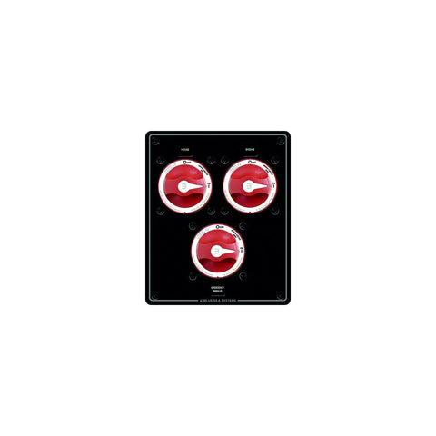 Blue Sea Systems 8280 Traditional Metal Dual Bank Battery Management Panel, 3 Battery Switches