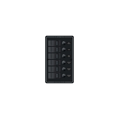 Blue Sea Systems 8373 Water Resistant Circuit Breaker Panel 6 Positions-Black
