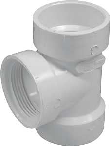 Canplas 192115S Test Tee, 2 in, Hub x FNPT, PVC, White