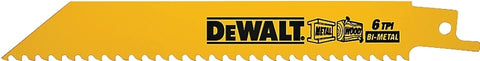 DEWALT DW4850 Reciprocating Saw Blade, 3/4 in W, 6 in L, 6 TPI